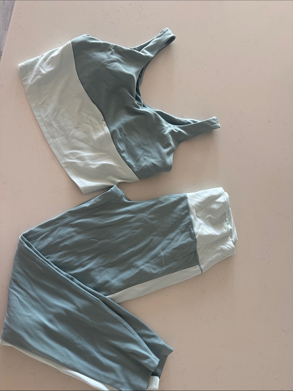 Old Navy Light Sage and White Active Legging Set